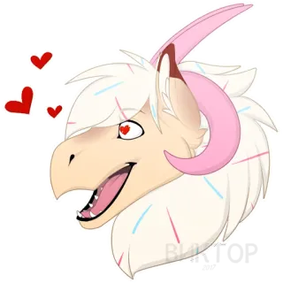 😍 동물, 용, 퍼리, 만화, 하트, 분홍색, 흰색 telegram sticker
