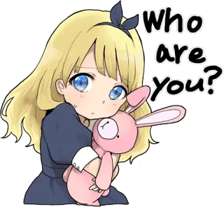 😥 Who are you? Dziewczyna anime, Kreskówka, Słodki, Królik, Pytanie whatsapp sticker