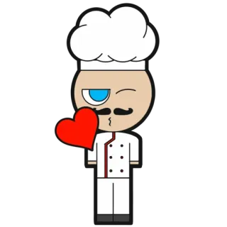 😘 chef, cuore, amore, cucina, forno, cartoni animati, stravagante whatsapp sticker