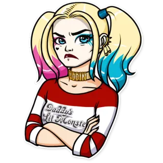 😒 Harley Quinn Daddy's Lil Monster Харли Квинн, DC Comics, Отряд Самоубийц, злодей, антигерой, комикс, мультяшный персонаж telegram sticker