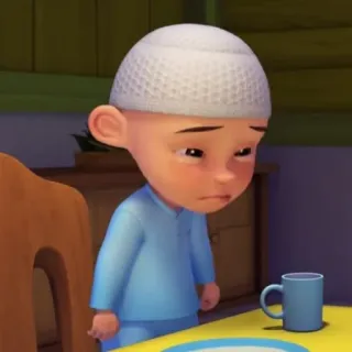🦠 Upin Upin & Ipin Cartoon, Traurig, Muslim, Indonesien, Kind telegram sticker