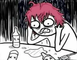 🍥 cartoon, alcohol, drinking, stressed, funny, anime telegram sticker