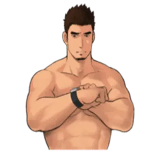 😕 male, muscular, shirtless, anime, character telegram sticker