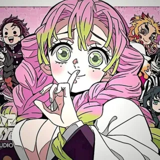 💕 Mitsuri Kanroji Demon Slayer anime, demon slayer, manga, mitsuri kanroji, characters, illustration, kawaii telegram sticker