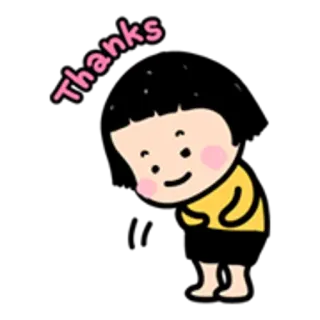 👧 Thanks cartoon, cute, girl, thank you, thanks telegram sticker