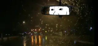 👀 car, rain, night, mirror, driving, wet, rainy telegram sticker