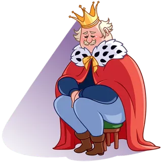 😌 왕, 왕관, 왕실, 만화, 일러스트, 슬픈, 앉아있는 whatsapp sticker