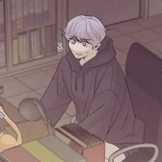 🐚 Estilo anime, Persona, Hombre, pelo morado, dibujos animados telegram sticker