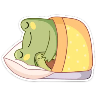 😴 dormir, grenouille, mignon, dessin animé, animal, détente whatsapp sticker