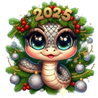 🧸 2025 งู, ปีใหม่, 2568, น่ารัก, คาวาอิ, เครื่องประดับ whatsapp sticker
