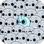 🥲 niedlich, Blob, Cartoon, Figur, blau telegram sticker