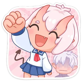 👍 Anime, Manga, Demone, Uniforme scolastica, Carino, Kawaii whatsapp sticker