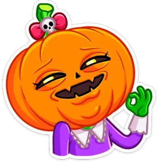 👌 zucca, halloween, personaggio, ok, emoji, cartone animato telegram sticker