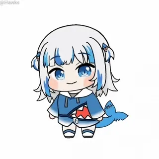 😄 Gawr Gura Anime, Vtuber, Hai, Chibi, Gawr Gura whatsapp sticker