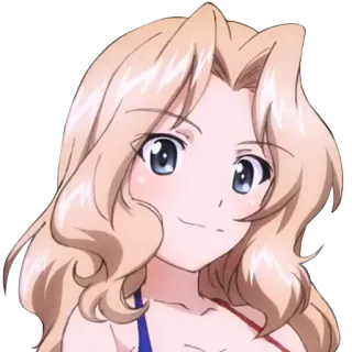 🙂 Kay Girls und Panzer Anime, Charakter, blond, Mädchen, Lächeln whatsapp sticker