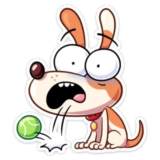 😦 cane, cartone animato, animale, carino, adesivo, pallina da tennis telegram sticker