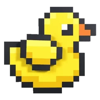🫤 duck, rubber duck, yellow, pixel art, toy telegram sticker