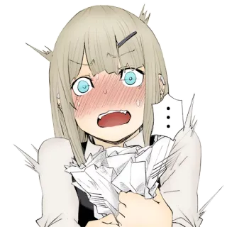 🤯 аниме девушка, в шоке, выражение, паника, бумага telegram sticker