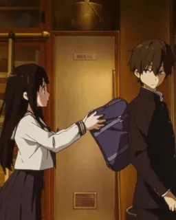 🍒 Hyouka Anime, Scuola, Uniforme, Coppia, Hyouka telegram sticker