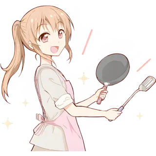 🍳 애니메이션, 요리, 소녀, 귀여운, 음식, 주방 telegram sticker