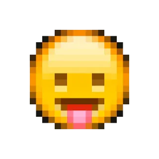 😛 emoji, face, tongue, pixel art, yellow, sticker telegram sticker