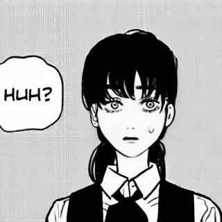 🖤 HUH? manga, anime, cartone animato, interrogativo, confuso, eh? whatsapp sticker