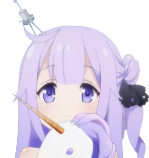 🙂 Anime, Chica, Unicornio, Lindo, Pastel, Pelo morado telegram sticker