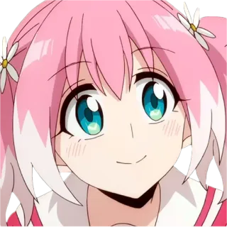 🙂 anime, dibujos animados, pelo rosa, chica, sonriendo, linda, personaje telegram sticker