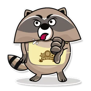 👎 Пряничко 너구리, 싫어요, 싫음, 만화 동물, 스티커 telegram sticker