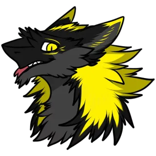 😊 furry, lupo, cartone animato, animale, arte, adesivo, giallo, nero whatsapp sticker