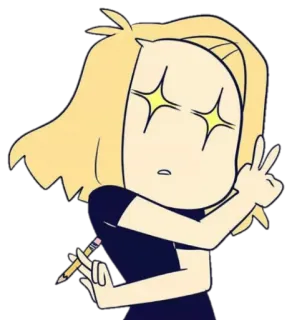 😏 cartoon, sticker, drawing, peace sign, sparkle eyes telegram sticker