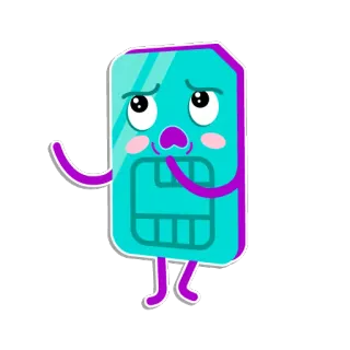 😮 kartu SIM, kartun, teknologi, ponsel, telepon, digital whatsapp sticker