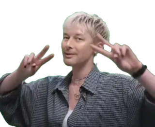 🧔‍♀️ peace sign, woman, portrait, hand gesture telegram sticker