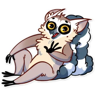👋 キツネザル, 動物, 漫画, 可愛い, ステッカー, 哺乳類 telegram sticker