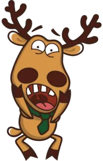 😱 กวางเรนเดียร์, การ์ตูน, คริสต์มาส, ฤดูหนาว, ตลก, ผ้าพันคอ, เขากวาง telegram sticker