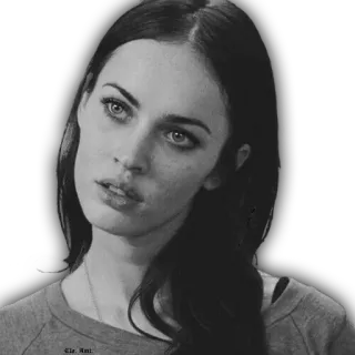 ☹️ Megan Fox Schauspielerin, Promi, Porträt, Frau, Schwarzweiß telegram sticker