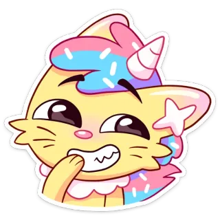 😅 gato, fofo, unicórnio, pastel, kawaii, adesivo whatsapp sticker