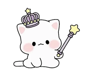 ❤️ mèo, vương miện, đũa thần, dễ thương, nhãn dán, mèo hoạt hình, kawaii whatsapp sticker