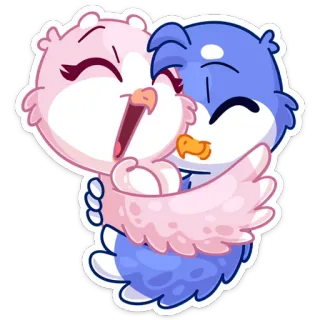 🤗 Мультфильм, Животные, Объятия, Любовь, Привязанность, Дружба, Милый telegram sticker