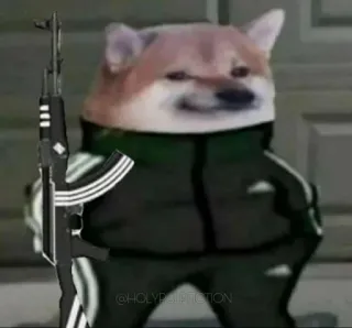 🔫 개, ak-47, 무기, 동물, 러시아, 밈, 총 telegram sticker