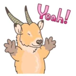 🤗 Yeah! Antilope, Dessin animé, Mignon, Animal, Joyeux, Fête telegram sticker