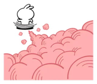 🏃 dibujo animado, conejo, humo, nube, blanco whatsapp sticker