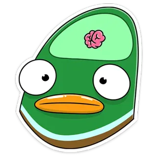 😐 Cartone animato, Cervello, Divertente, Verde, Occhi, Personaggio, Carino whatsapp sticker