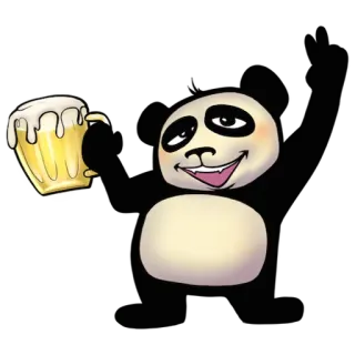 😜 Panda, Bier, Alcohol, Cartoon, Dier telegram sticker