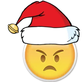 😠 Emoji, Natal, Gorro de Papai Noel, Bravo, Expressão, Feriado, Festivo telegram sticker