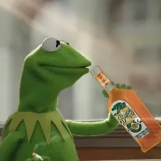 😐 Kermit Kermit the Frog, drinking, alcohol, meme, muppets telegram sticker