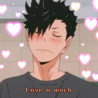 🥇 Love u much amour, coeurs, dessin animé, anime whatsapp sticker