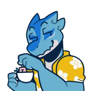 🍵 Fellwesen, Eidechse, Tee, süß, entspannt, anthropomorph whatsapp sticker