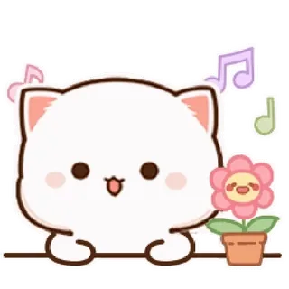🌻 gato, flor, lindo, dibujos animados, kawaii, pegatina telegram sticker