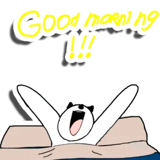 😊 GOOD morning !!! Chào buổi sáng, Hoạt hình, Lời chào, Giường, Vui vẻ telegram sticker